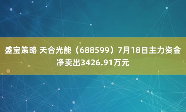 盛宝策略 天合光能(688599)7月18日主力资金净卖出3426.91万元
