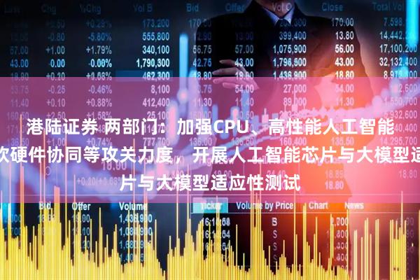 港陆证券 两部门：加强CPU、高性能人工智能服务器、软硬件协同等攻关力度，开展人工智能芯片与大模型适应性测试